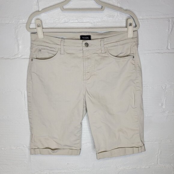 NYDJ Women's Size 12 Jean Shorts Bermuda Briella Short Cuffed Tan - Picture 1 of 4